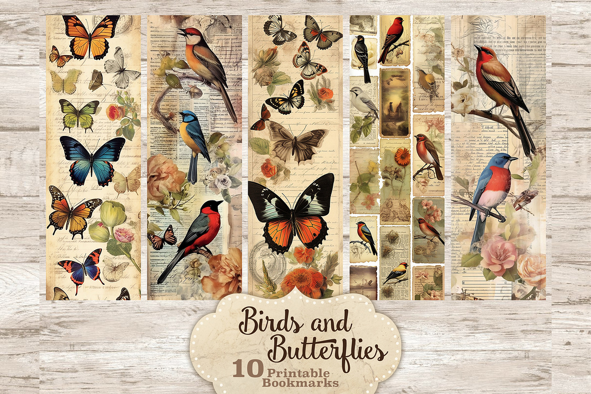 Vintage Birds And Butterflies, an Animal Illustration by GlamArtZhanna (Photo 1 of 3)