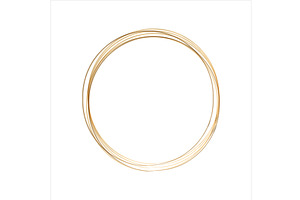 Golden watercolor circle frame on, an Illustration by okskukuruza