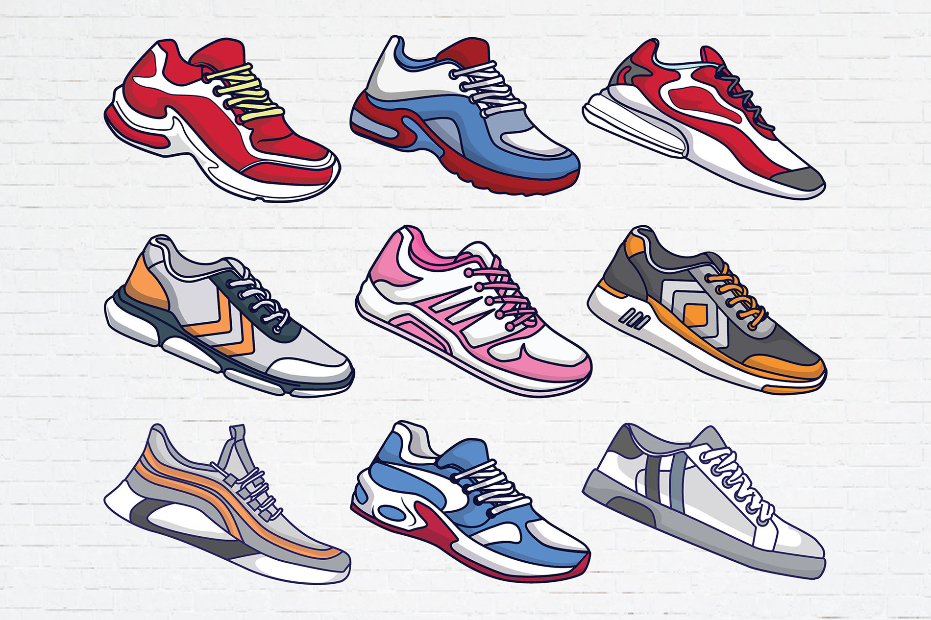 Set of Retro Sport Shoes, an Object Graphic by Guavanaboy