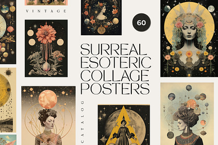 SURREAL Esoteric Collage Posters, a Background Graphic by Lana Elanor