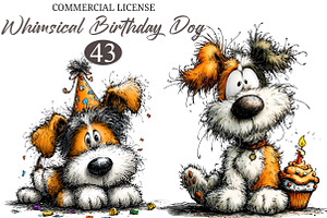 Whimsical Dog Birthday Clipart, an Animal Illustration by designcity5