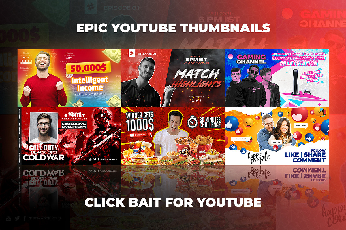 Youtube Thumbnail Templates Set 20, a Social Media Template by PremadePixels.com
