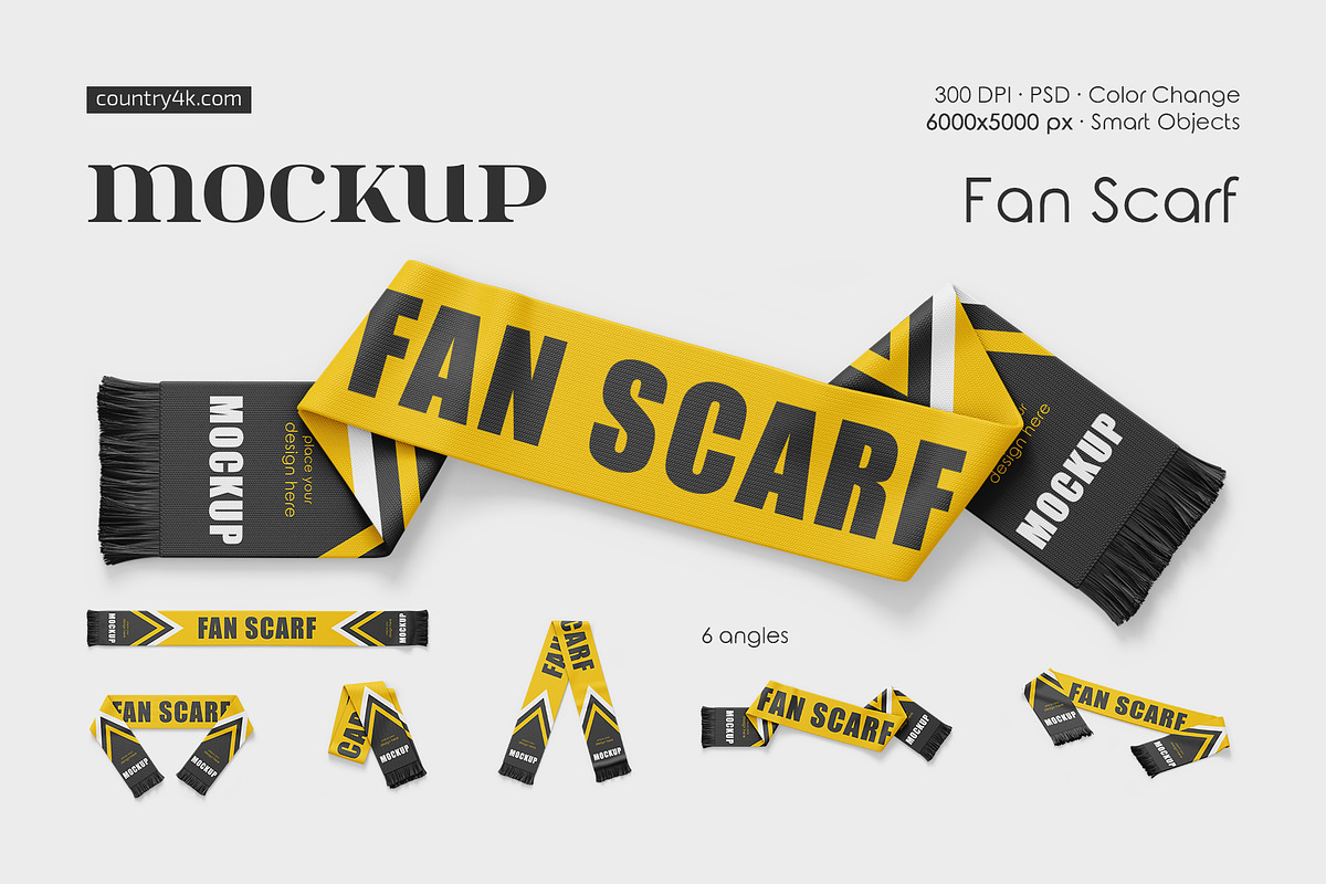 Fan Scarf Mockup Set, an Apparel Mockup by Country4k (Photo 1 of 4)