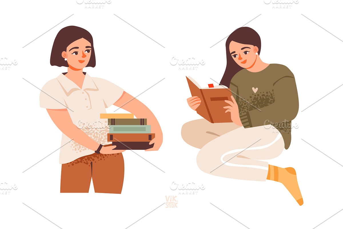 Booklovers | People with books, a Person Illustration by vik.stock (Photo 4 of 6)