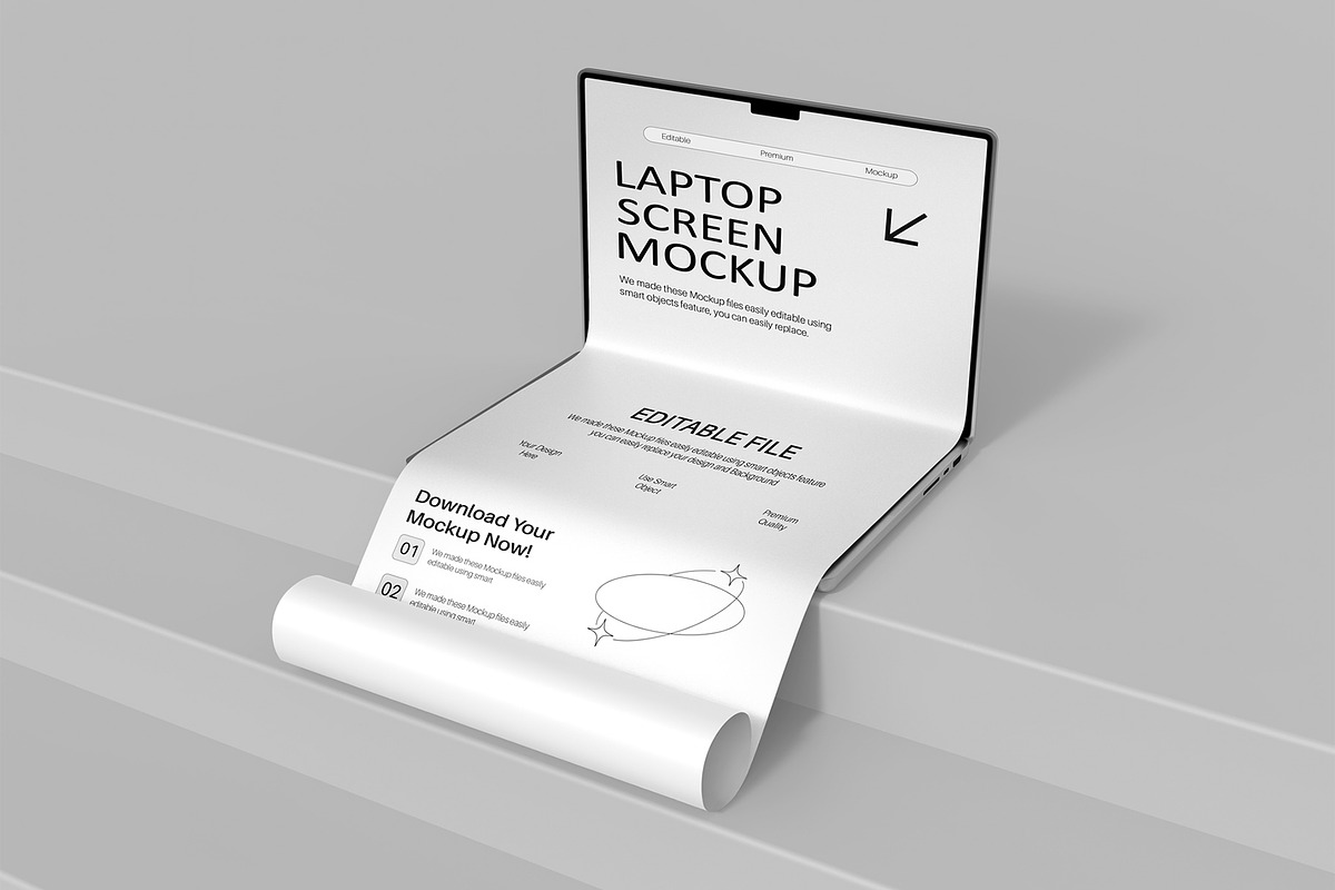 Laptop Long Scroll Display Mockup