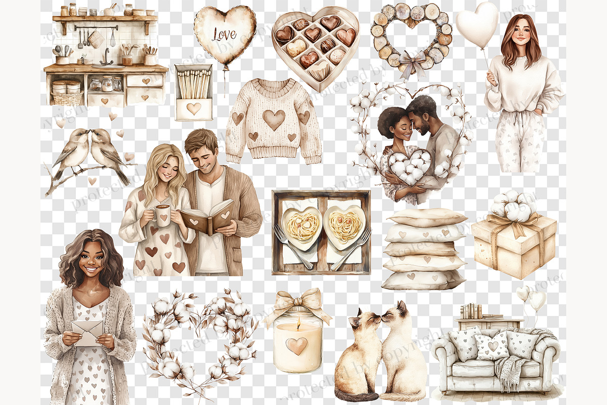 Valentine's Day Clipart PNG Bundle, a Person Illustration by GlamArtZhanna (Photo 6 of 6)