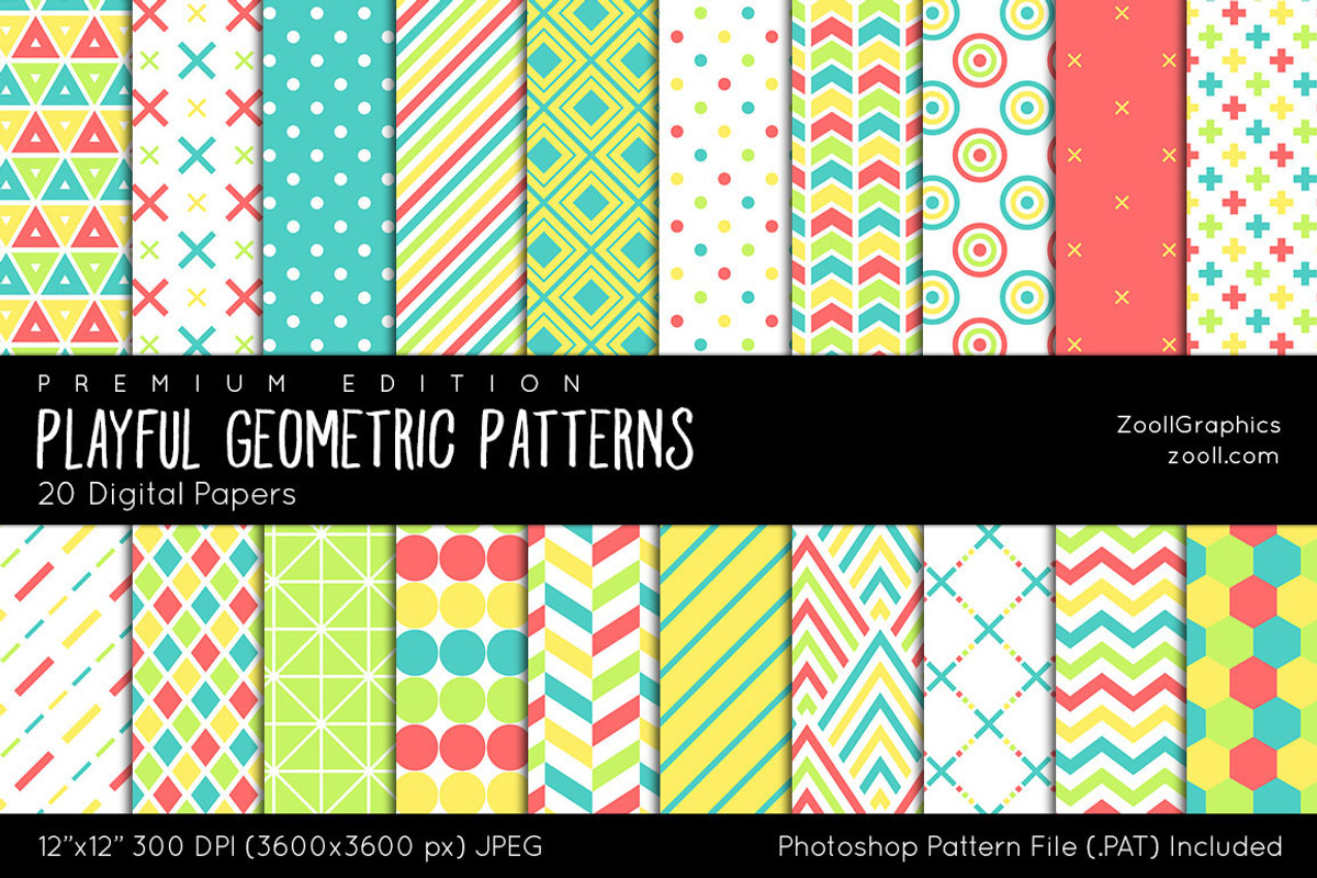 Playful Geometric Digital Papers, a Pattern Graphic by ZoollGraphics