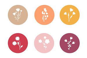 Floral cutout icons in colorful, an Illustration by okskukuruza