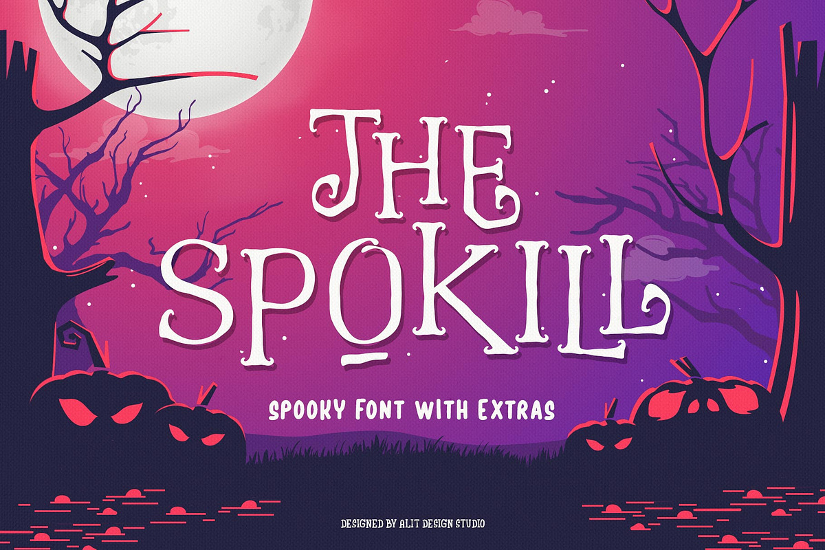 The Spokill Halloween Typeface, a Script Font by alit design (Photo 1 of 16)