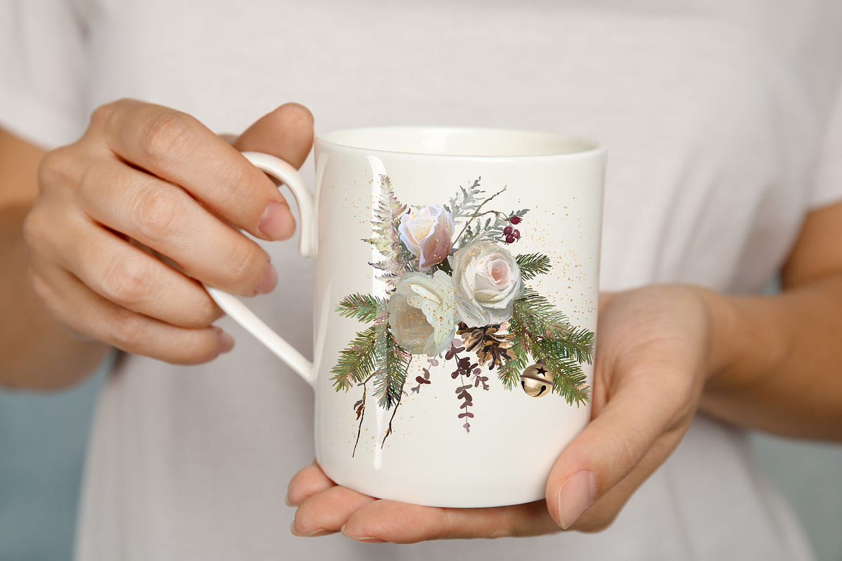 White Flora - Christmas clipart, a Decorative Illustration by Vasmila (Photo 12 of 15)