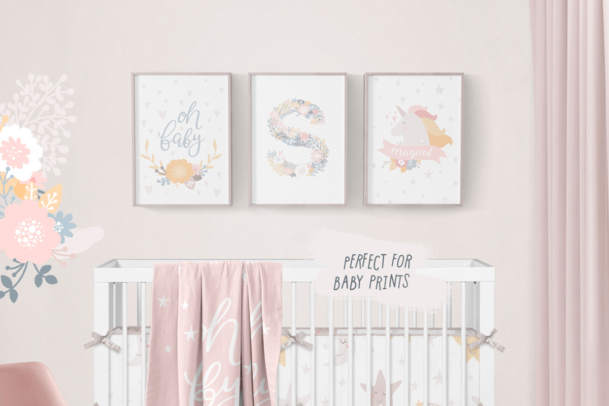 It's a Girl Unicorns and flowers, an Animal Illustration by tatiletters (Photo 6 of 8)