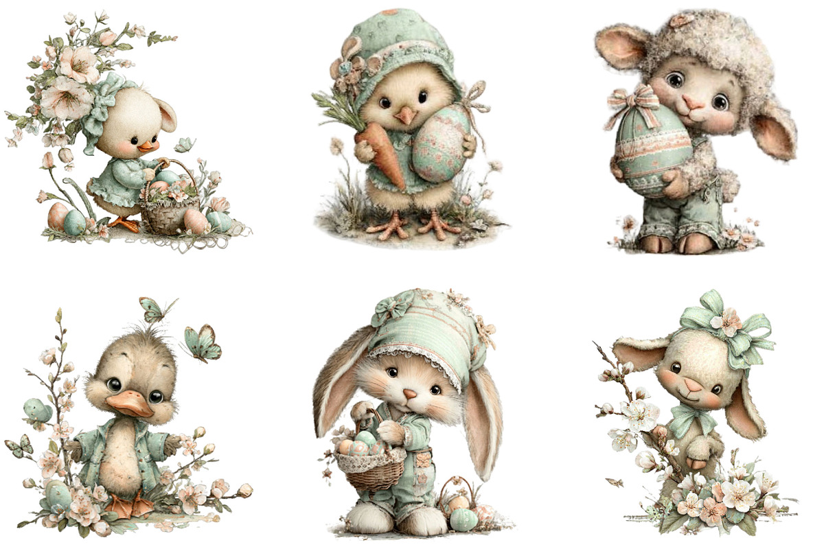 Whimsical Easter Animals Clipart PNG, an Illustration by Designking (Photo 4 of 5)