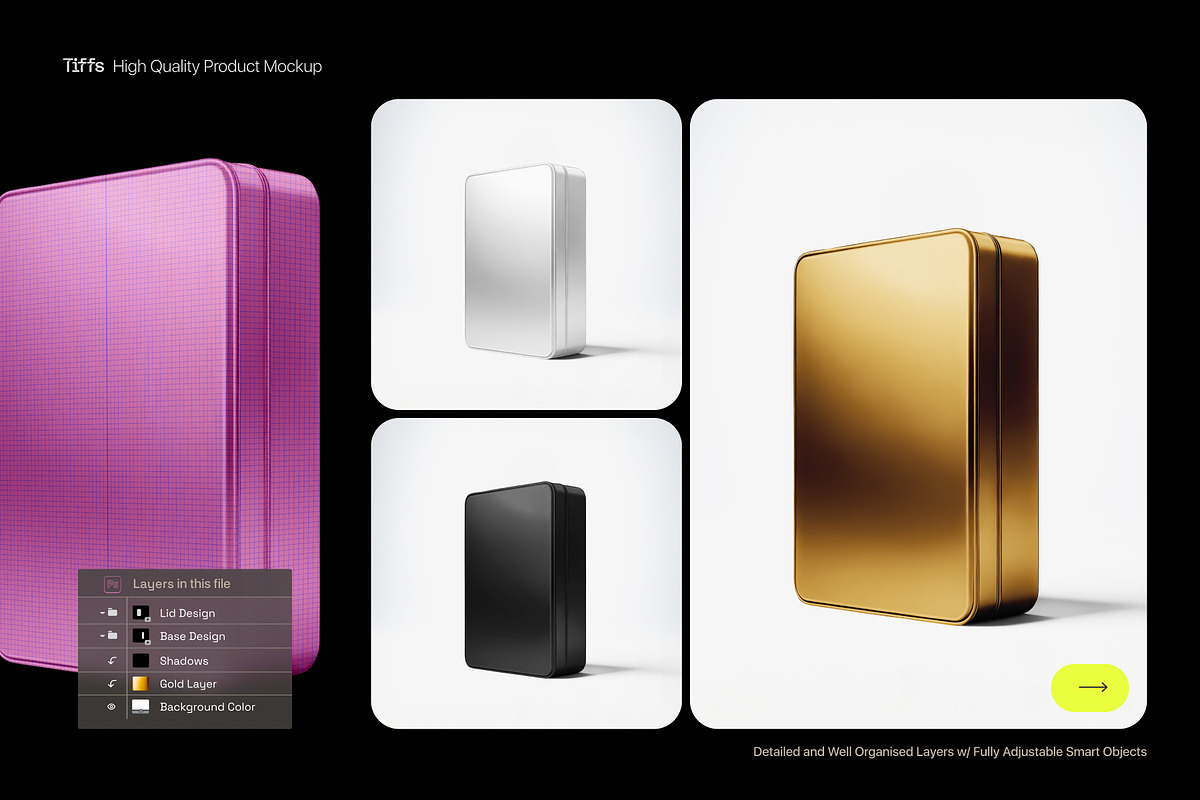 Rectangle Tin Box Packaging Mockup, a Household Mockup by TIFFS (Photo 4 of 5)