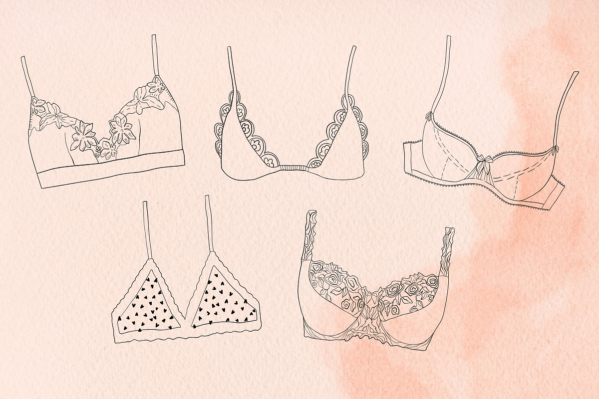 Hand drawn vector Lineart Bra set, an Illustration by esylvia (Photo 8 of 9)