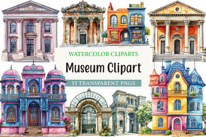 Museum Watercolor Clipart, an Illustration by Craft Nest
