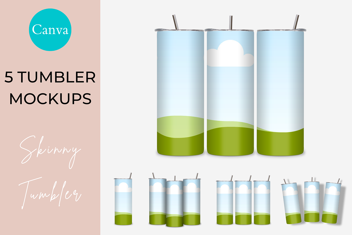 20oz Skinny Tumbler Mockups, a Cups & Container Mockup by NoemieDesigns (Photo 1 of 6)