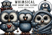 Whimsical Baby Snowy Owl Clipart, an Illustration by Libby Wishes (Thumbnail 1 of 9)