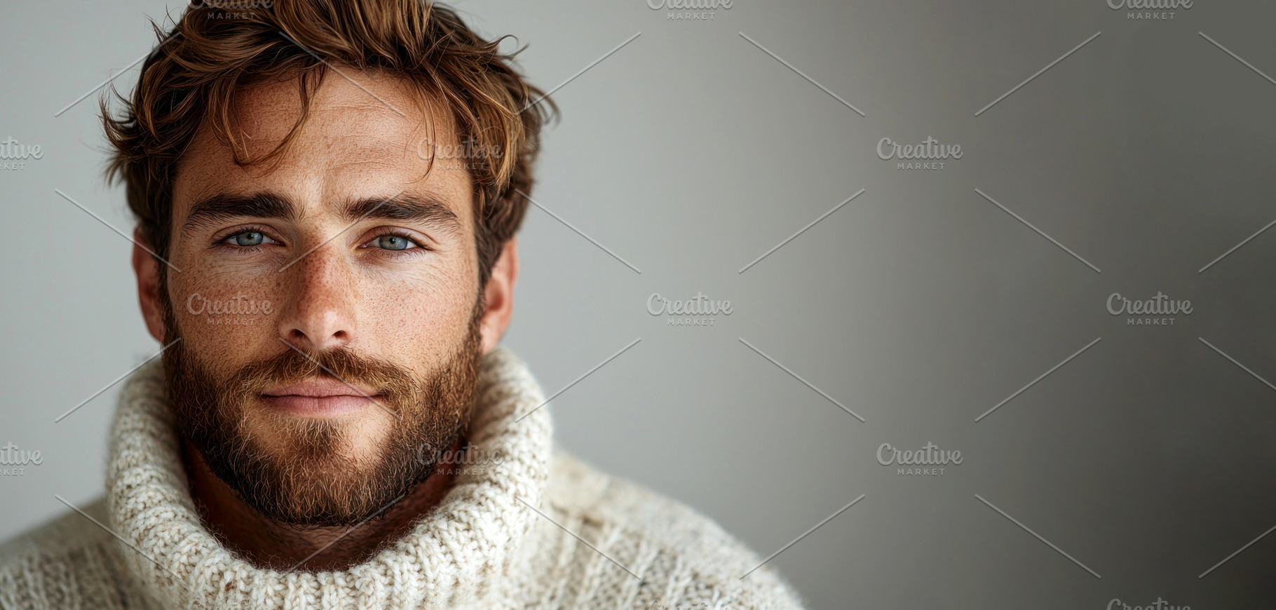 Portrait of young man with blue eyes and freckles wearing chunky, a Person Photo by José Manuel Gelpi