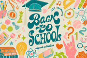 Back to School Groovy Clipart, an Object Graphic by ElenKoss (Thumbnail 1 of 9)