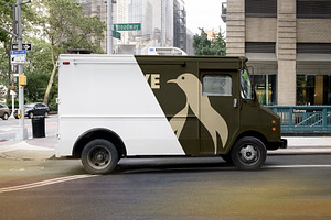 Delivery Truck Vinyl Wrap PSD Mockup