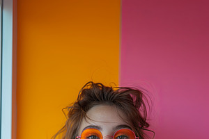 Fashionable Model In Orange With Stylish Sunglasses