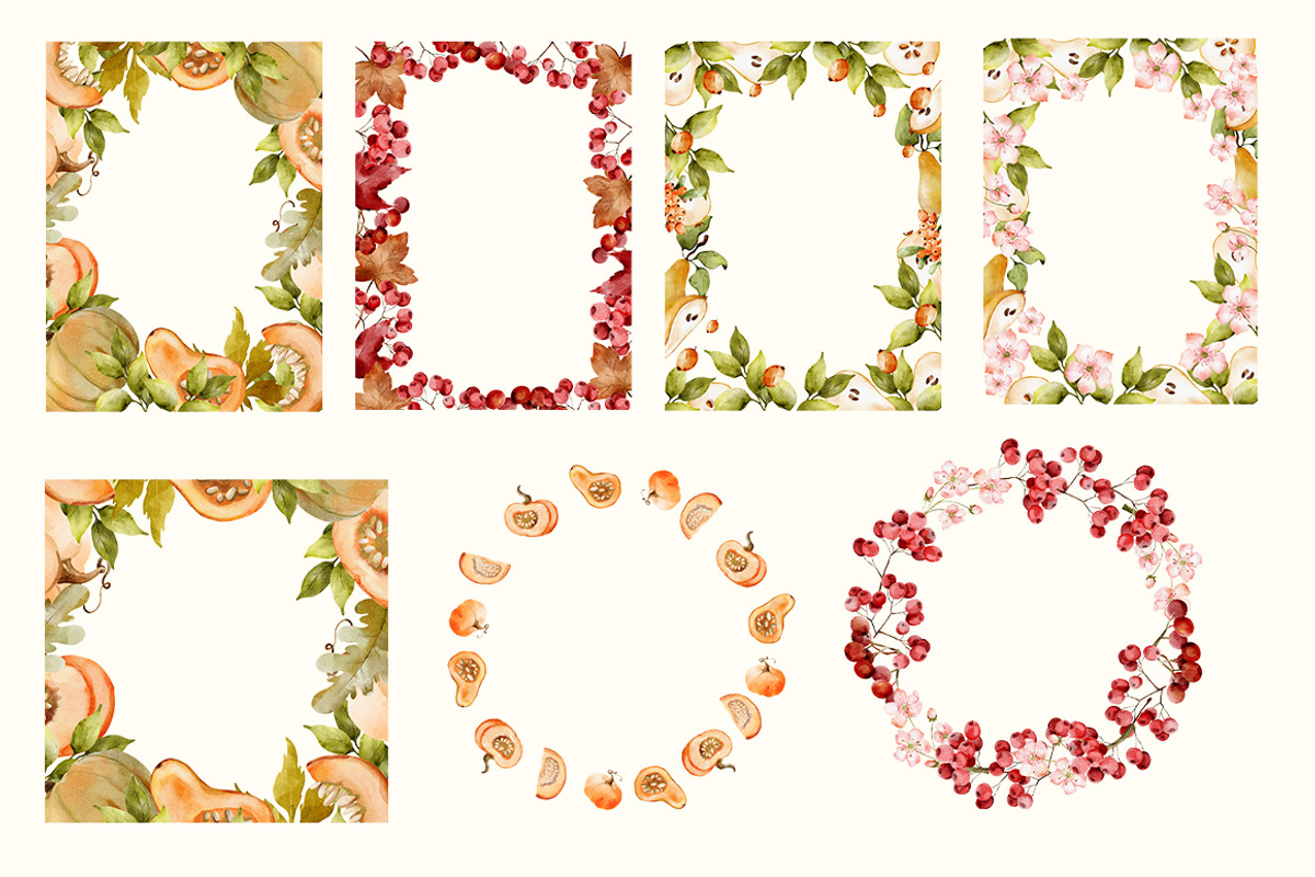 Watercolor Frames Autumn Clipart, an Object Illustration by Pattern + watercolor (Photo 7 of 10)