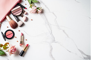 Cosmetic products on white, a Beauty & Fashion Photo by Nadia-nb