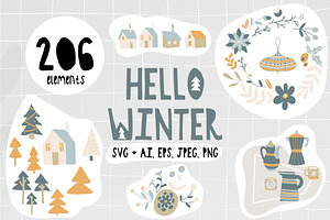 Hello Winter. 206 elements, a Decorative Illustration by BAGIRA | Studio