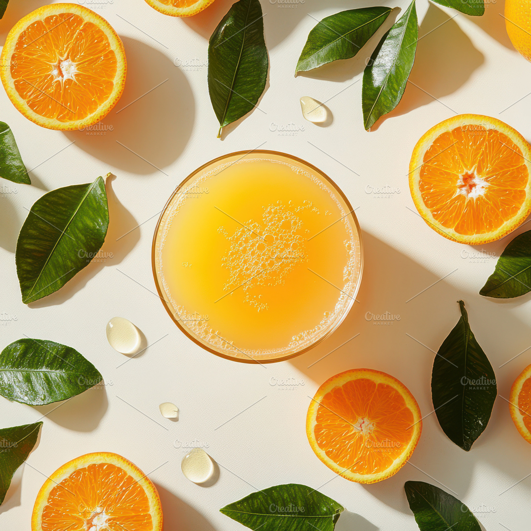 Fresh Orange Juice Glass Surrounded, a Food & Drink Photo by Pixeness Studio