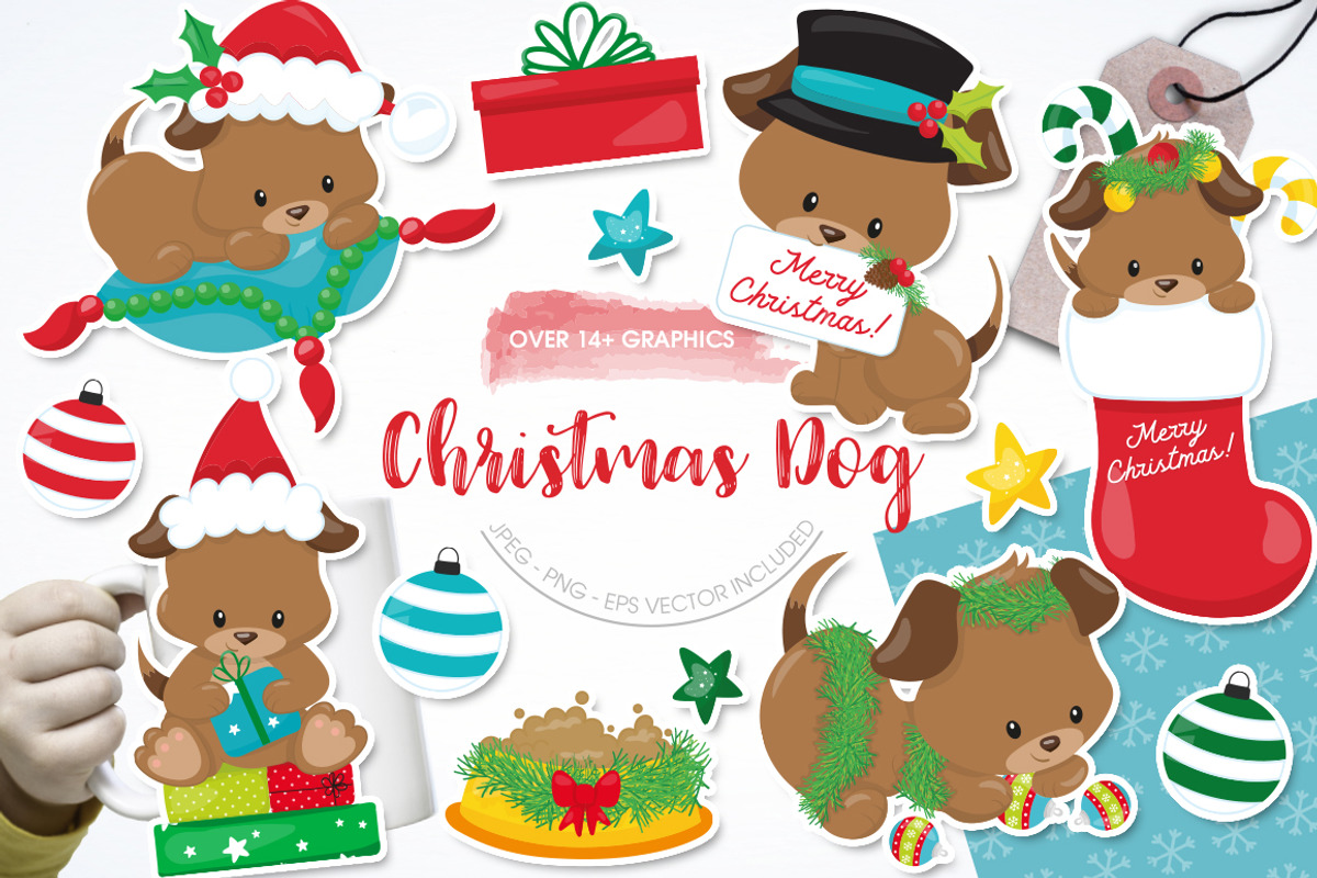 Christmas Dog, an Illustration by PrettyBundles (Photo 1 of 5)