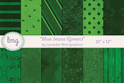 Green Denim Scrapbook Papers, a Pattern Graphic by Lavender Mint Graphics (Thumbnail 1 of 5)