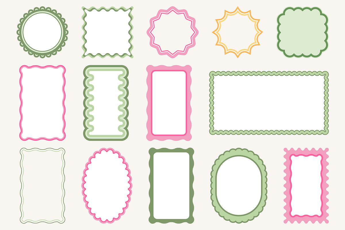 Scallop Wavy Frame Vector Bundle, a Decorative Illustration by Kusumaillustration (Photo 6 of 15)