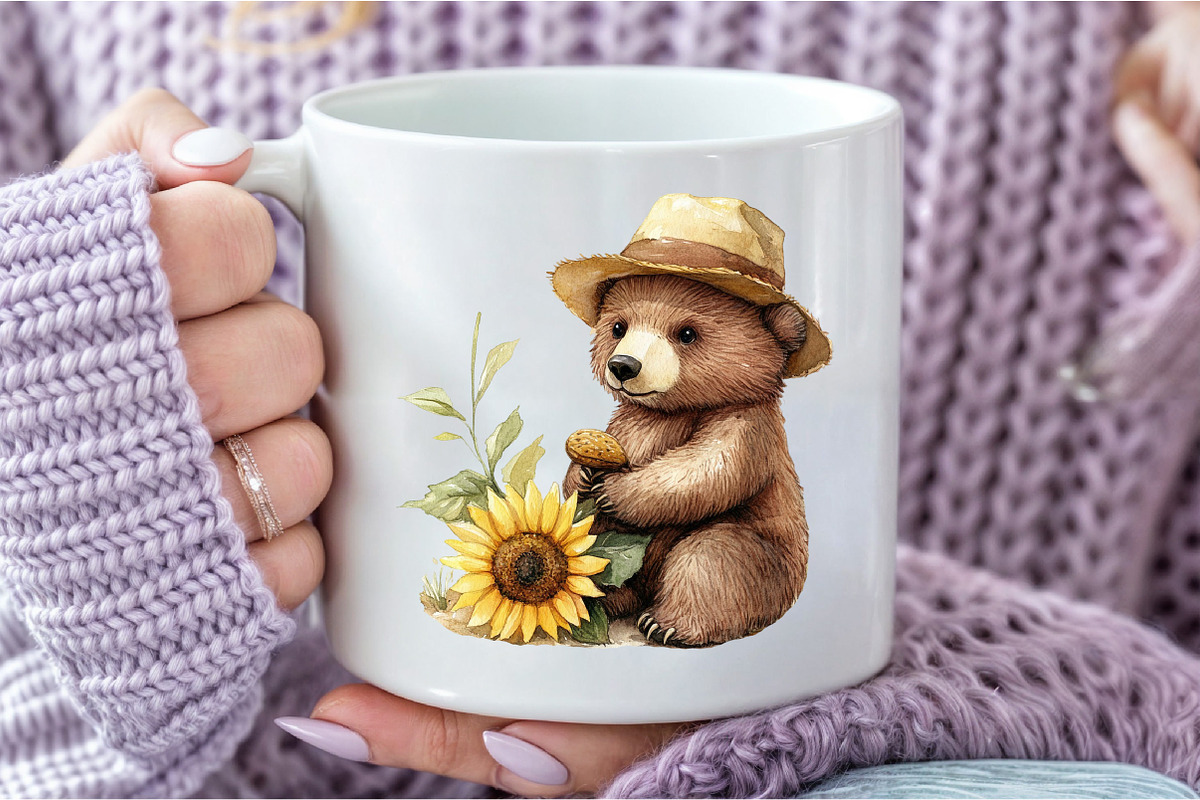 Watercolor Autumn Bear Clipart, an Illustration by DreamCafeArt (Photo 7 of 9)