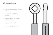 Construction Tools Icons, an Outline Icon by Middltone (Thumbnail 2 of 4)