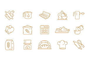 Various baking icons, a Food Illustration by Ilia Design