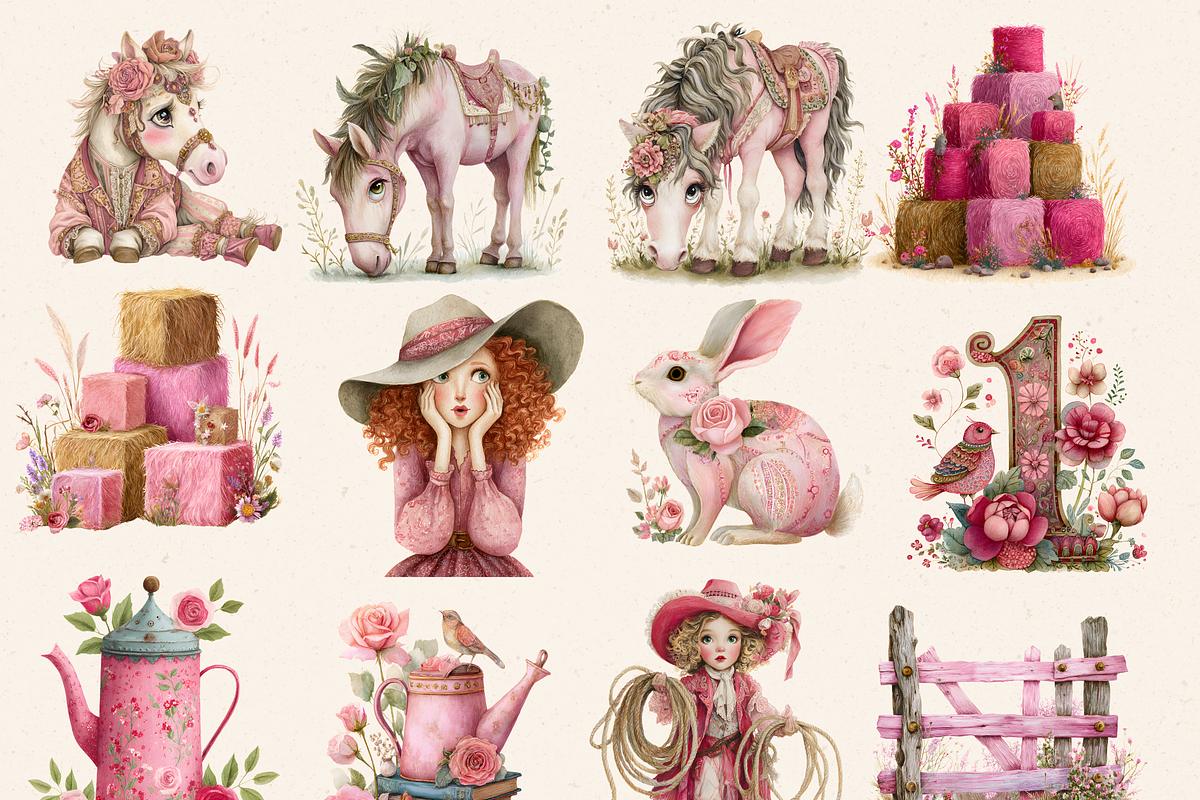 PINK 1ST RODEO CLIPART PACK, a Person Illustration by Daring Digies (Photo 5 of 10)
