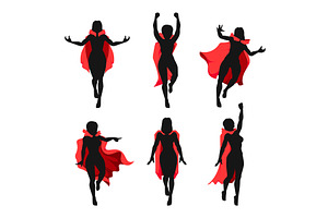 Female superhero in red cloak, a Person Illustration by Frogella
