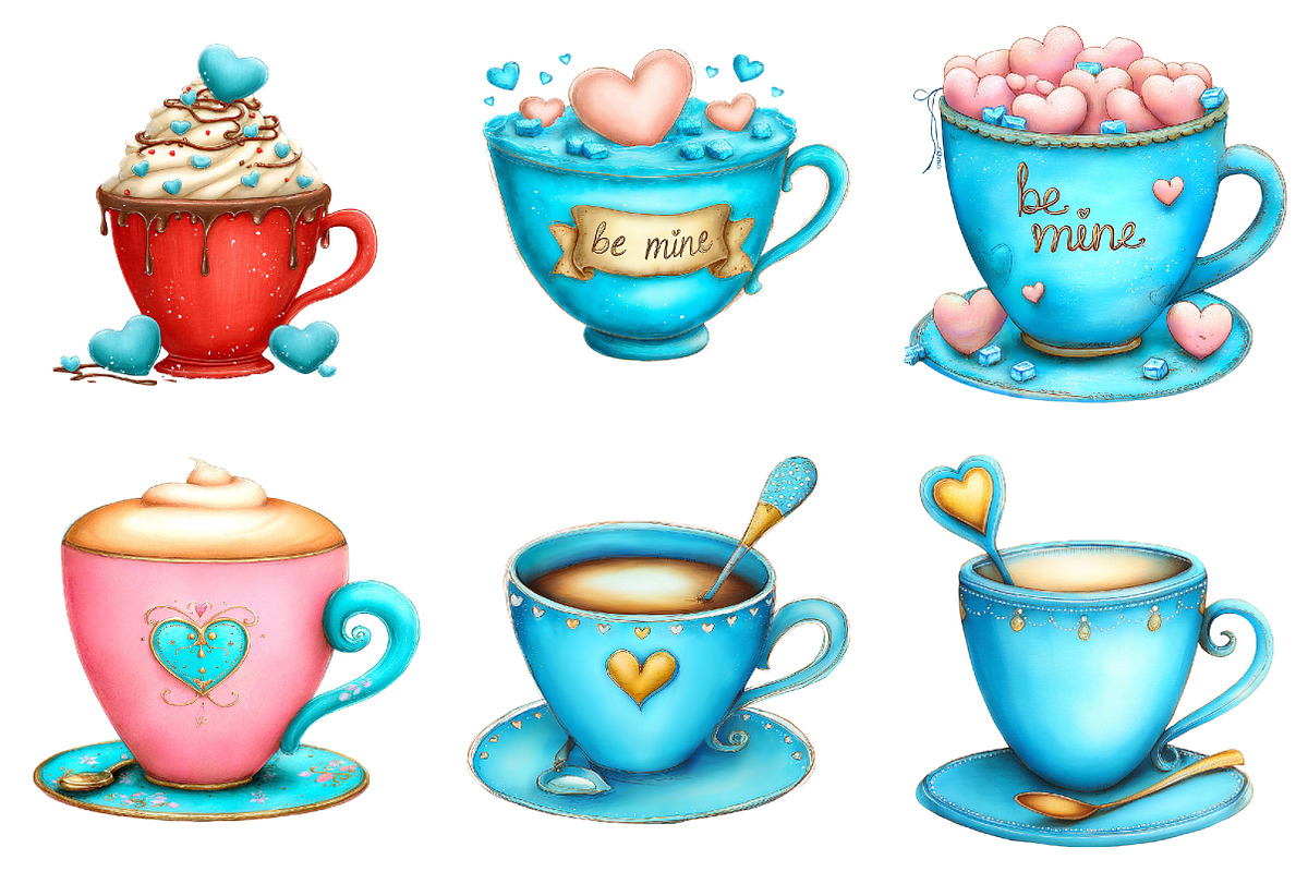 Valentine Coffee Cup Clipart, an Illustration by DreamArtGraphic (Photo 4 of 5)
