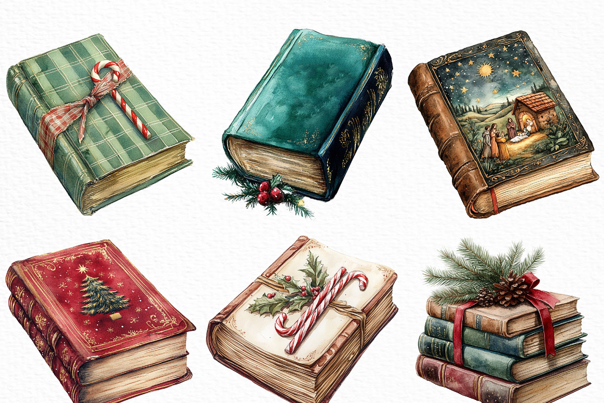 Vintage Book Christmas Sublimation, an Illustration by Craft Nest (Photo 5 of 6)