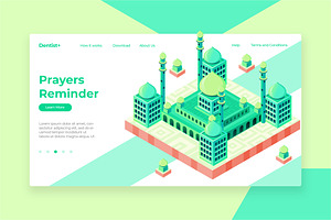 Mosque Isometric - Banner & Landing