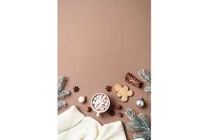 Winter flat lay background with copy, a Holiday Photo by Nadia-nb