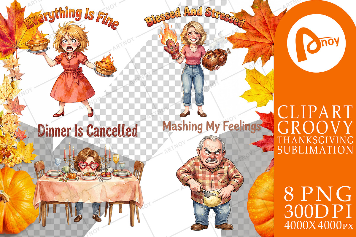 Groovy Thanksgiving Sublimation, a Seasonal Illustration by Artnoy (Photo 9 of 18)