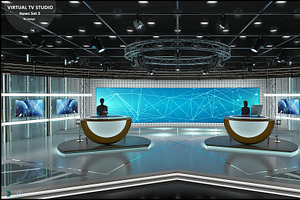 Virtual TV Studio News Set 3