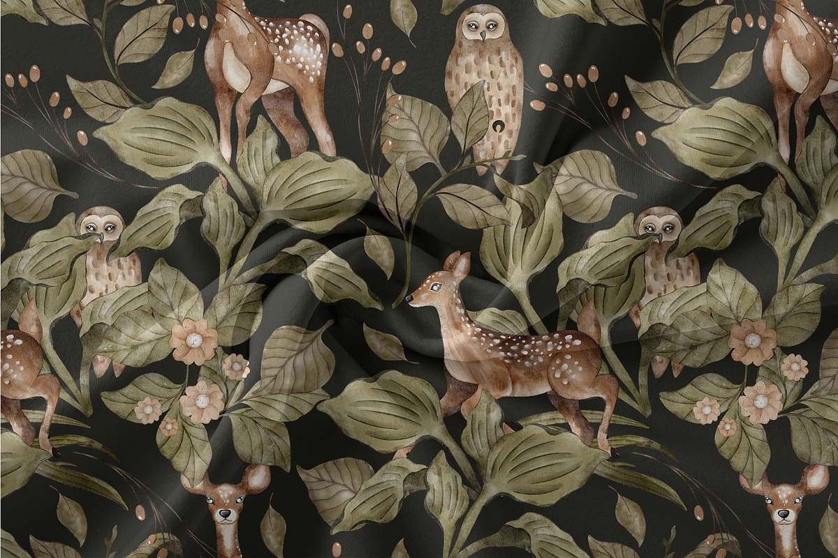 Watercolor Dark Forest Nursery Set, an Animal Illustration by Pati Paints (Photo 9 of 13)