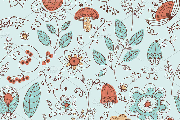 Vector Seamless Floral Summer Doodle