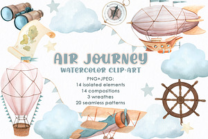 Air journey watercolor clip art, an Illustration by FerroDakora