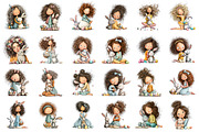 Whimsical Easter Girl and Bunny Clip, an Illustration by designcity5 (Thumbnail 2 of 5)