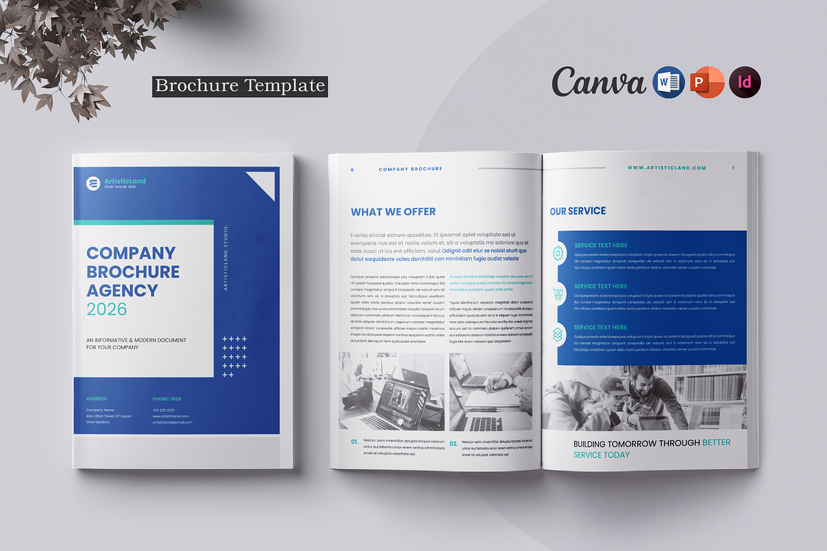 Brochure | Canva, Word, PPTX, IND, a Brochure Template by ArtisticLand (Photo 1 of 7)