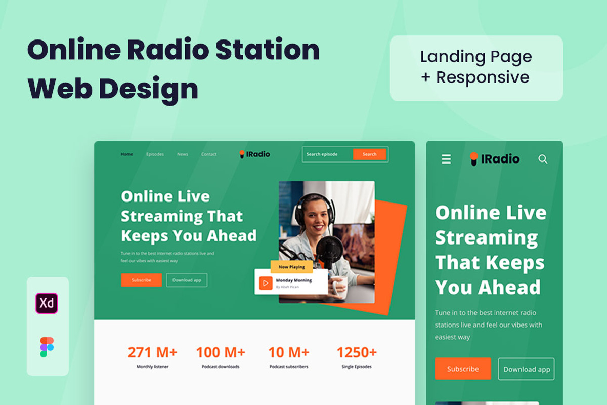 Radio Station Web Design, a Wireframe Template by INSPR STD (Photo 1 of 6)