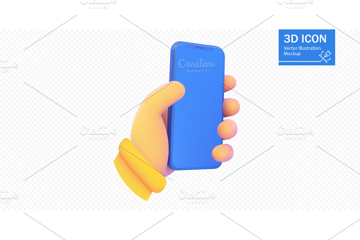 Hand holding a blank smartphone, a Technology Illustration by ZinetroN
